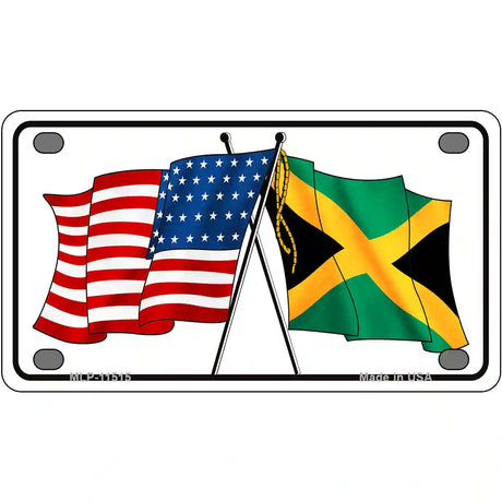 Jamaica Crossed US Flag License Plate 4" x 2.2" (MLP)