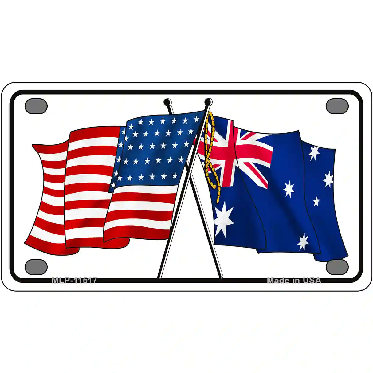 Australia Crossed US Flag License Plate 4" x 2.2" (MLP)