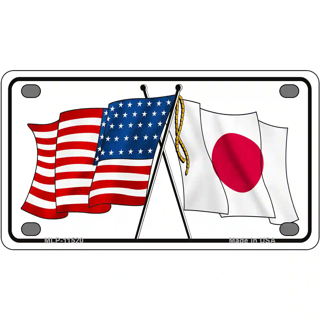 Japan Crossed US Flag License Plate 4" x 2.2" (MLP)