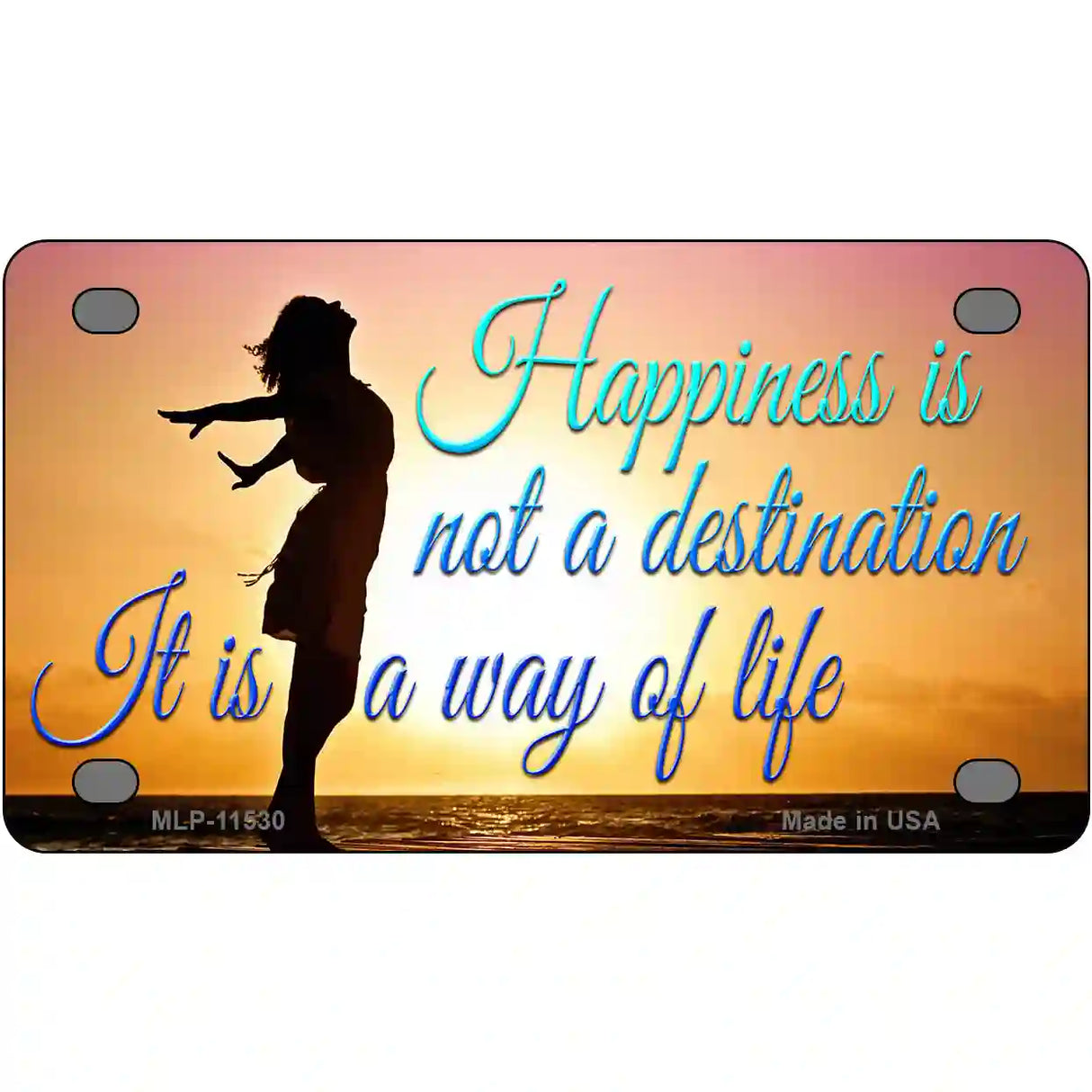 Happiness Way Of Life Sunset Novelty License Plate 4" x 2.2" (MLP)