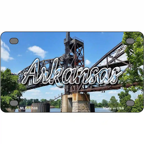 Arkansas Rusty Bridge Novelty Metal State License Plate 4" x 2.2" (MLP)