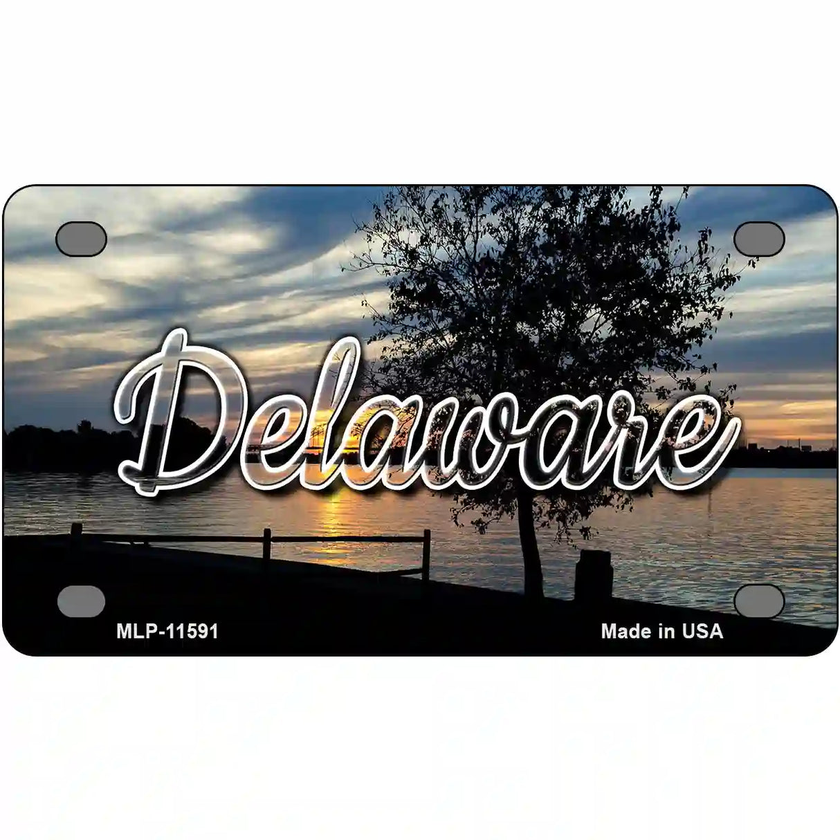 Delaware River Sunset Novelty Metal State License Plate 4" x 2.2" (MLP)