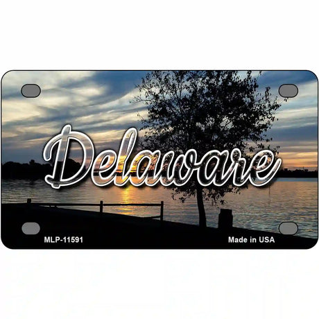 Delaware River Sunset Novelty Metal State License Plate 4" x 2.2" (MLP)