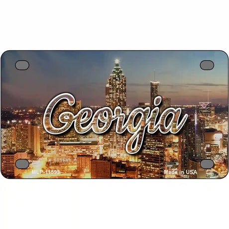 Georgia City Lights Novelty Metal State License Plate 4" x 2.2" (MLP)