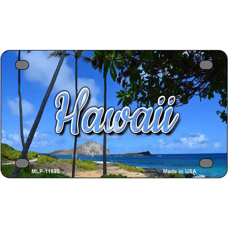 Hawaii Palm Trees Novelty Metal State License Plate 4" x 2.2" (MLP)