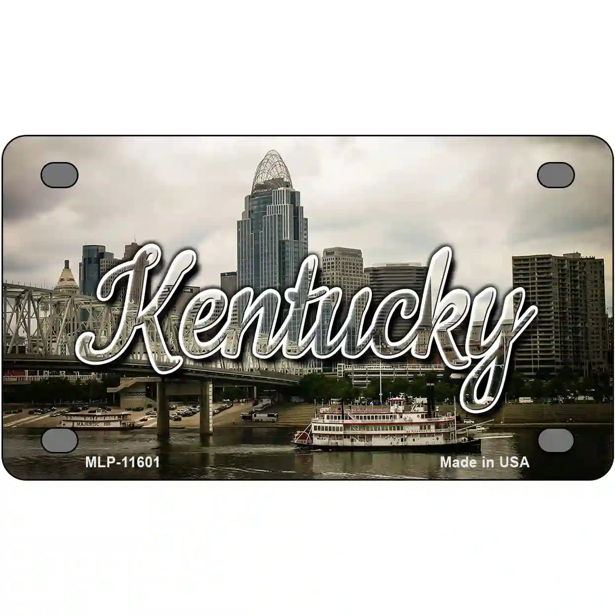 Kentucky City Skyline Novelty Metal State License Plate 4" x 2.2" (MLP)