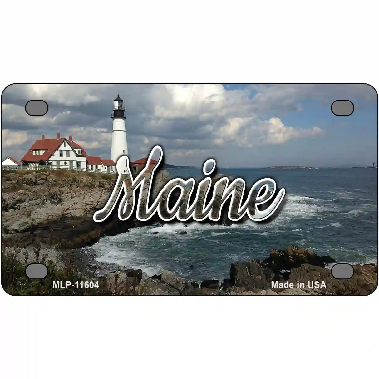 Maine Lighthouse Beach Novelty Metal State License Plate 4" x 2.2" (MLP)