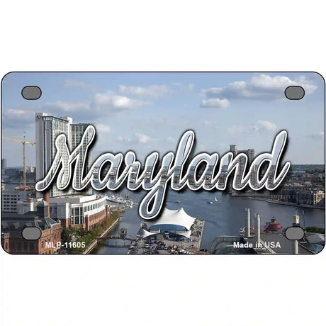 Maryland River Skyline Novelty Metal State License Plate 4" x 2.2" (MLP)