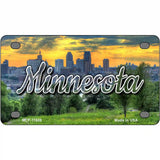 Minnesota City Skyline Sunset Novelty Metal State License Plate 4" x 2.2" (MLP)