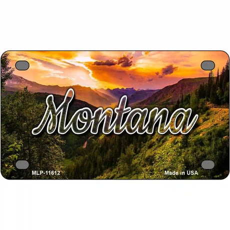 Montana Forest Sunset Novelty Metal State License Plate 4" x 2.2" (MLP)