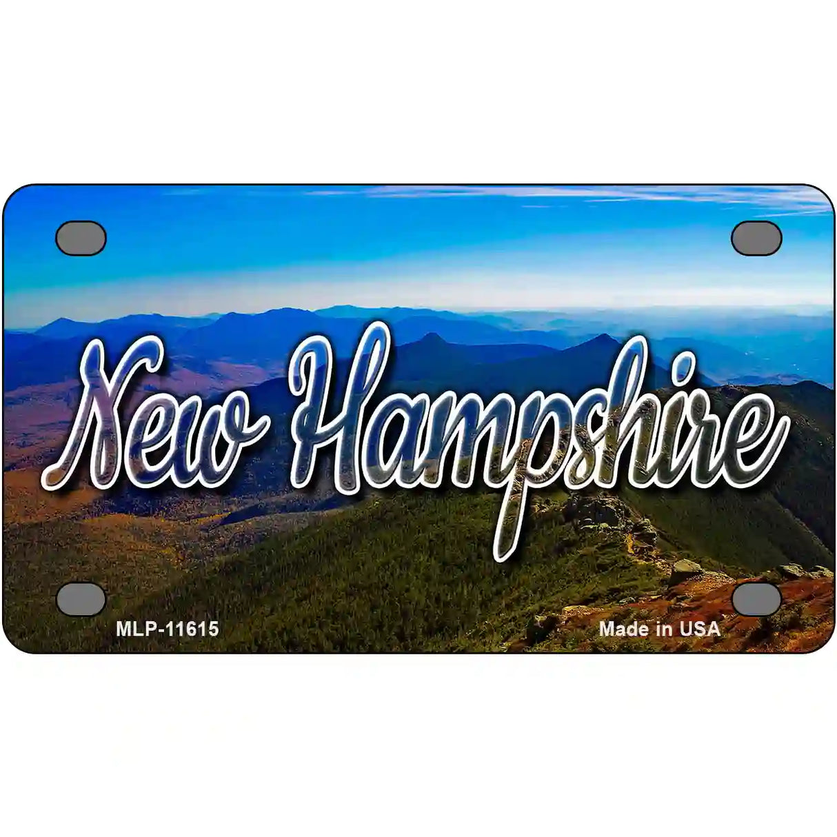 New Hampshire Mountain Range Novelty Metal State License Plate 4" x 2.2" (MLP)