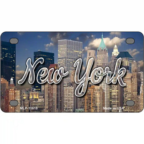 New York City Skyline Novelty Metal State License Plate 4" x 2.2" (MLP)