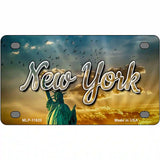 New York Lady Liberty Skyline Novelty Metal State License Plate 4" x 2.2" (MLP)