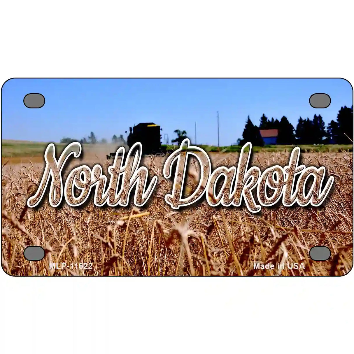 North Dakota Wheat Farm Novelty Metal State License Plate 4" x 2.2" (MLP)