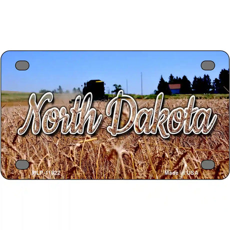 North Dakota Wheat Farm Novelty Metal State License Plate 4" x 2.2" (MLP)