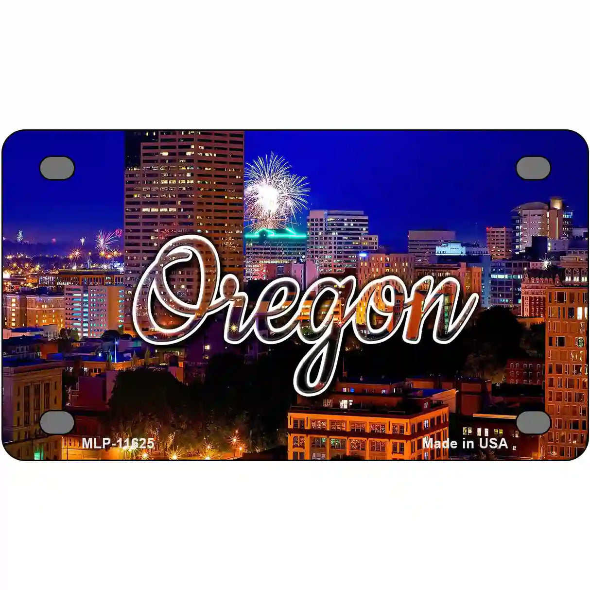 Oregon Firework City Lights Novelty Metal State License Plate 4" x 2.2" (MLP)