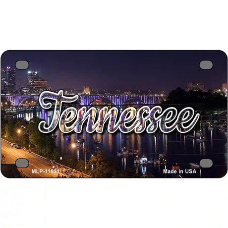 Tennessee Bridge Lights Novelty Metal State License Plate 4" x 2.2" (MLP)