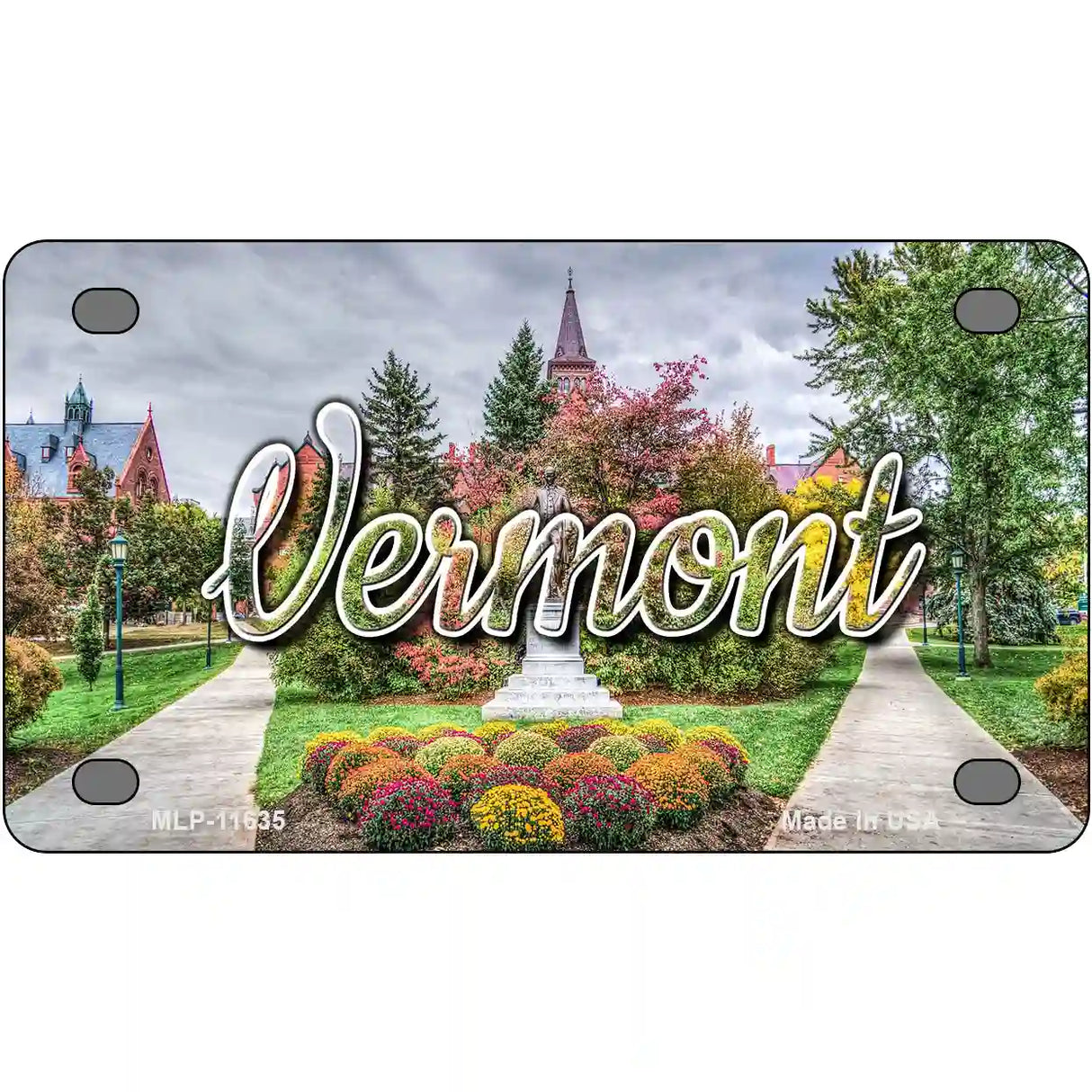 Vermont State Building Novelty Metal State License Plate 4" x 2.2" (MLP)