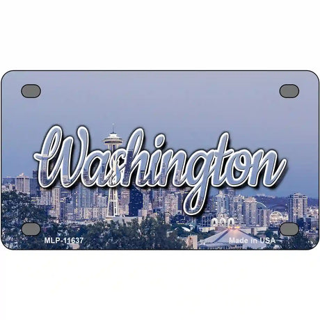 Washington Space Needle Novelty Metal State License Plate 4" x 2.2" (MLP)