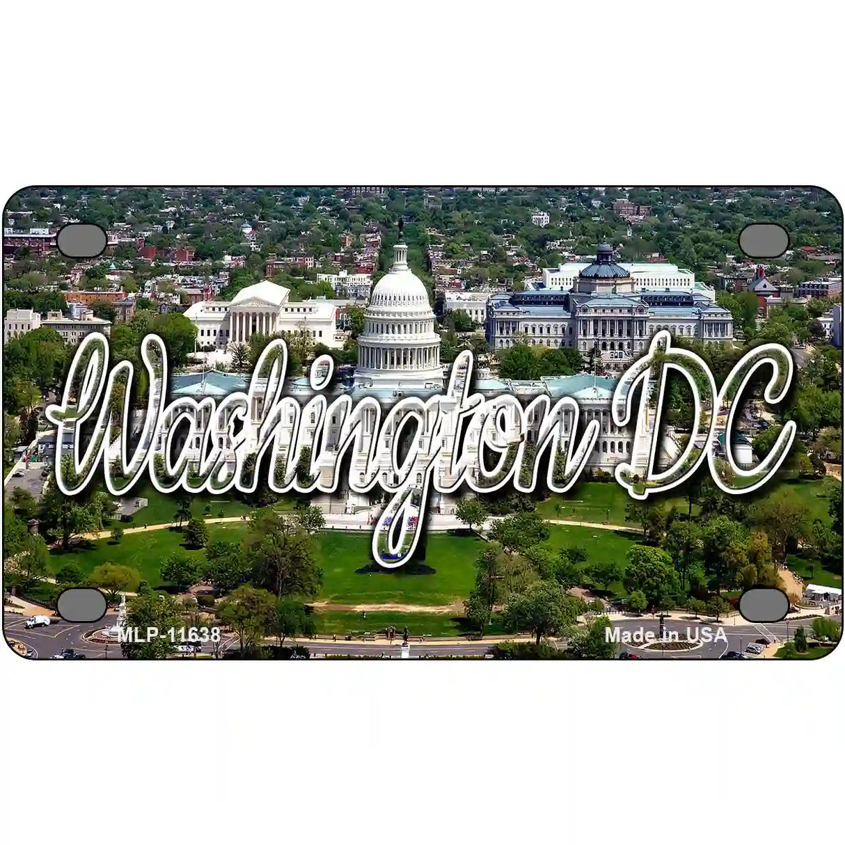 Washington DC White House Novelty Metal State License Plate 4" x 2.2" (MLP)