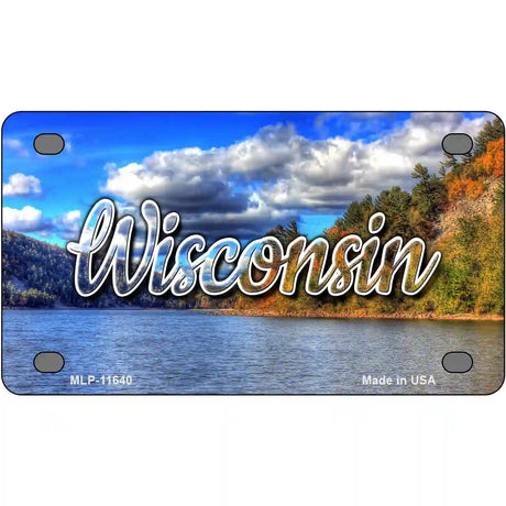 Wisconsin Colorful Lake Novelty Metal State License Plate 4" x 2.2" (MLP)