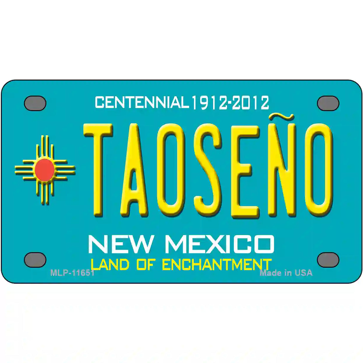 Taoseno Teal New Mexico Novelty License Plate 4" x 2.2" (MLP)