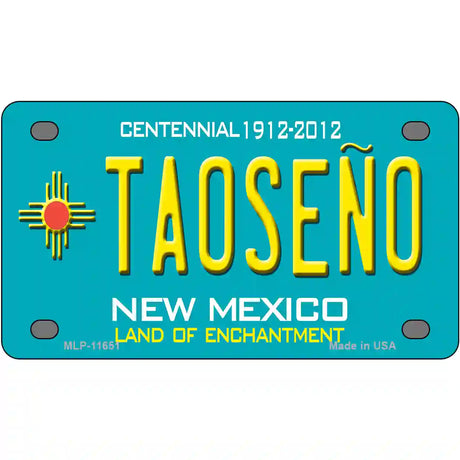 Taoseno Teal New Mexico Novelty License Plate 4" x 2.2" (MLP)