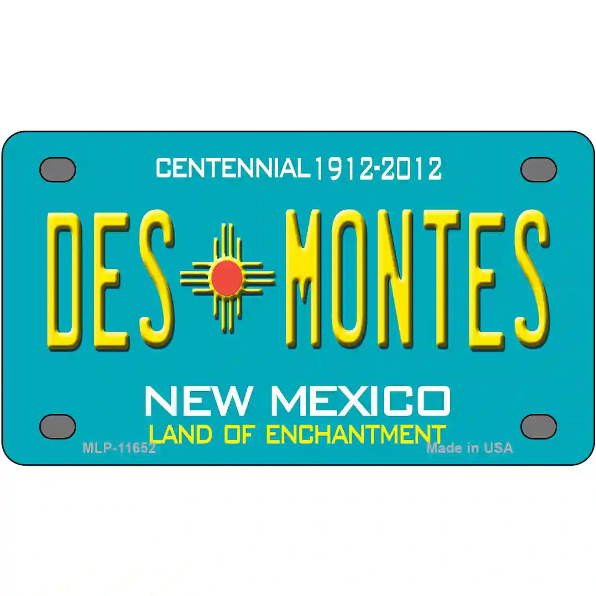 Des Montes Teal New Mexico Novelty License Plate 4" x 2.2" (MLP)