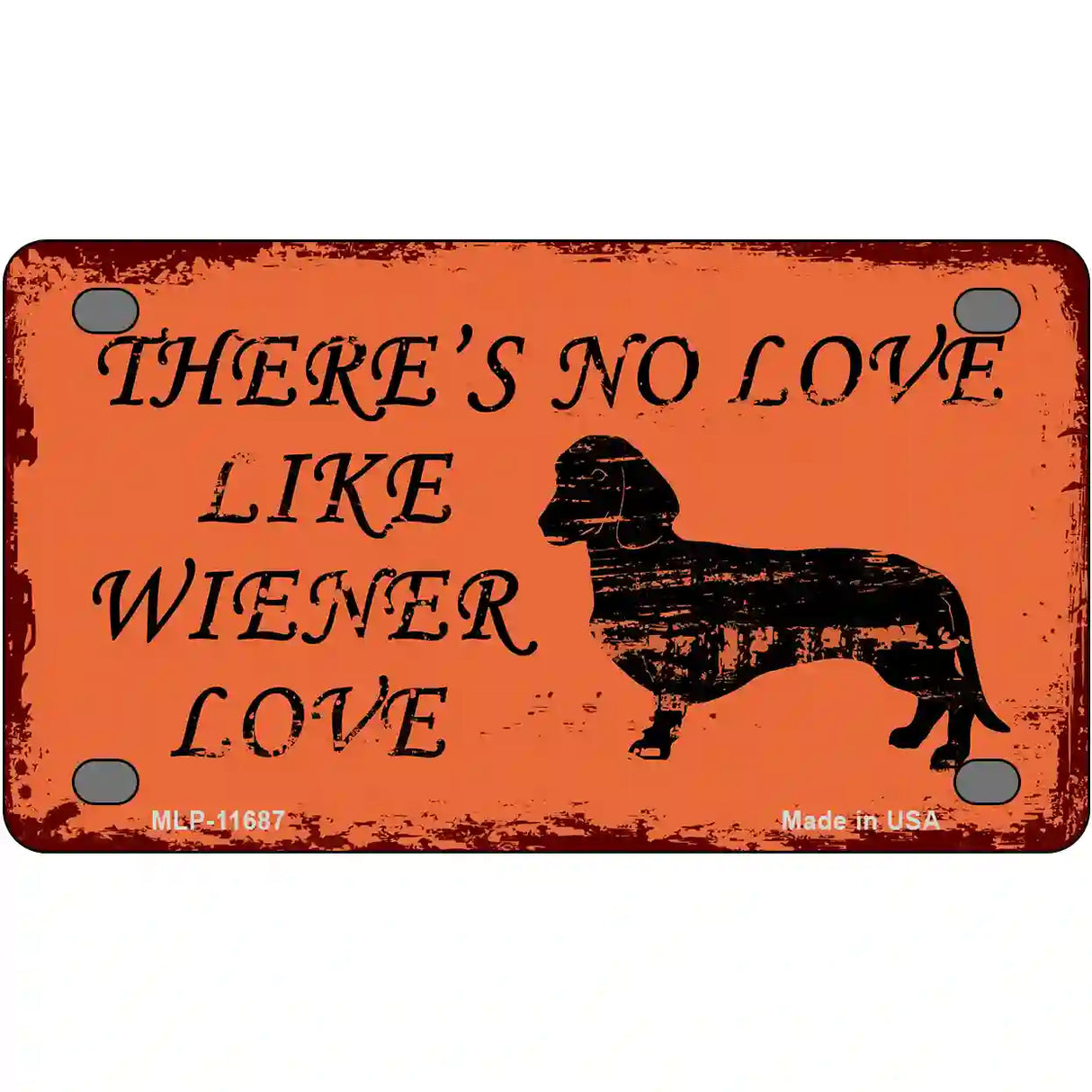 Wiener Love Novelty License Plate 4" x 2.2" (MLP)