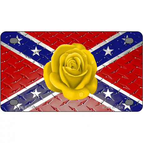 Confederate Flag With Yellow Rose Novelty License Plate 4" x 2.2" (MLP)