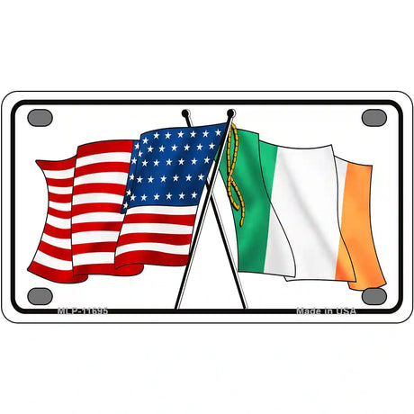 Ireland USA Crossed Flag Novelty License Plate 4" x 2.2" (MLP)