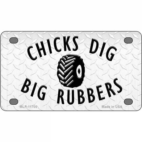 Chicks Dig Big Rubbers Novelty License Plate 4" x 2.2" (MLP)