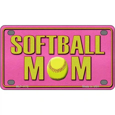 Softball Mom Novelty Metal License Plate 4" x 2.2" (MLP)