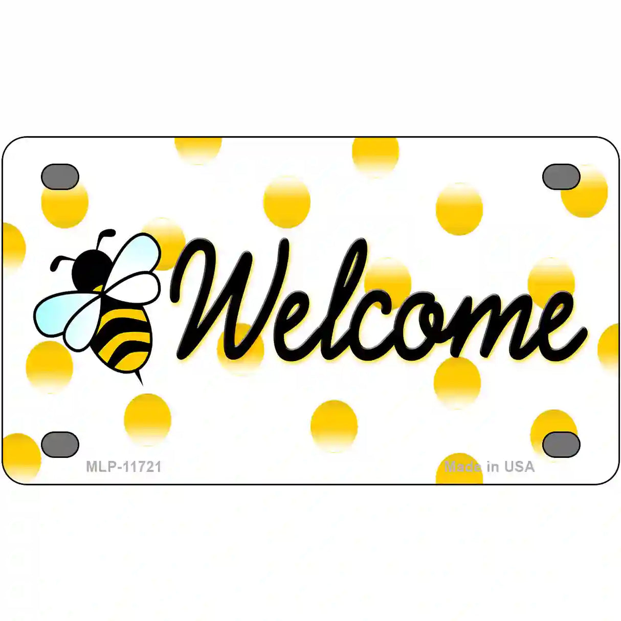 Welcome Bee Novelty License Plate 4" x 2.2" (MLP)