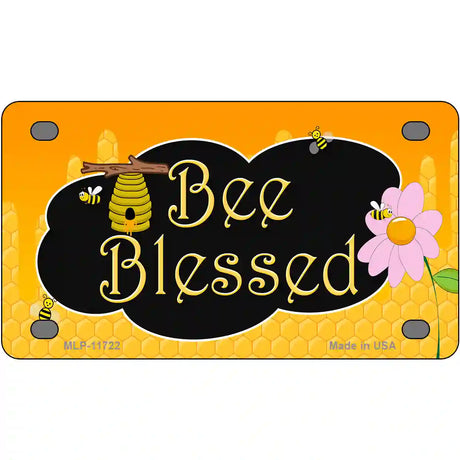 Bee Blessed Honey Hive Novelty License Plate 4" x 2.2" (MLP)