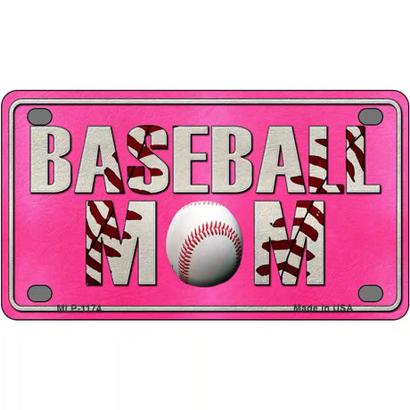 Baseball Mom Novelty Metal License Plate 4" x 2.2" (MLP)