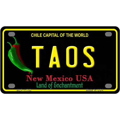 Taos New Mexico Black State License Plate 4" x 2.2" (MLP)