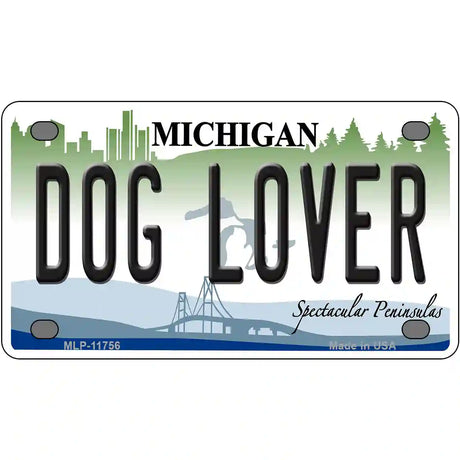 Michigan Dog Lover Novelty Metal License Plate 4" x 2.2" (MLP)