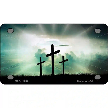 Crosses in the Sun Blue Novelty License Plate 4" x 2.2" (MLP)