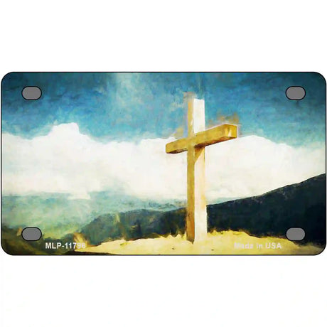 Lone Cross in the Sky Novelty License Plate 4" x 2.2" (MLP)