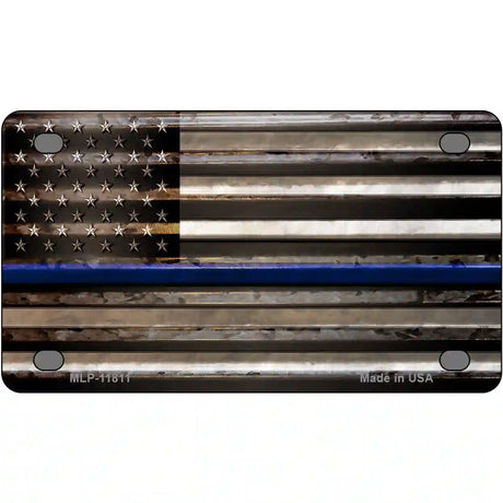 Thin Blue Line American Flag Novelty License Plate 4" x 2.2" (MLP)