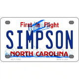 Simpson North Carolina Novelty License Plate 4" x 2.2" (MLP)