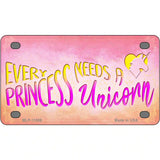 Princess and Unicorn Novelty Metal License Plate 4" x 2.2" (MLP)