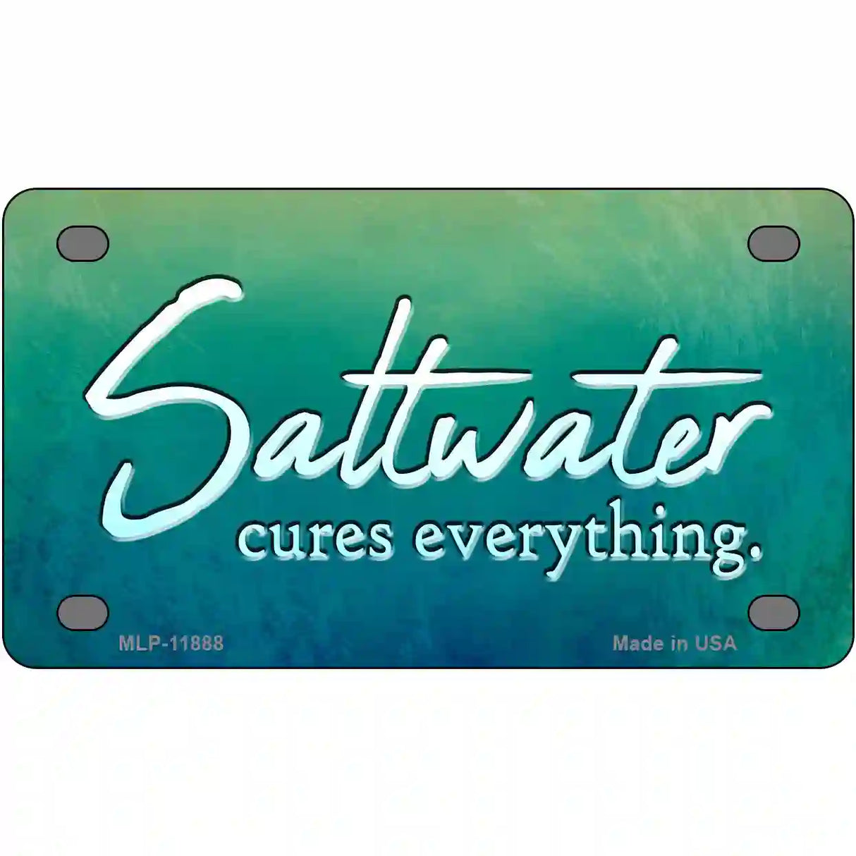 Saltwater Cures Everything Novelty Metal License Plate 4" x 2.2" (MLP)