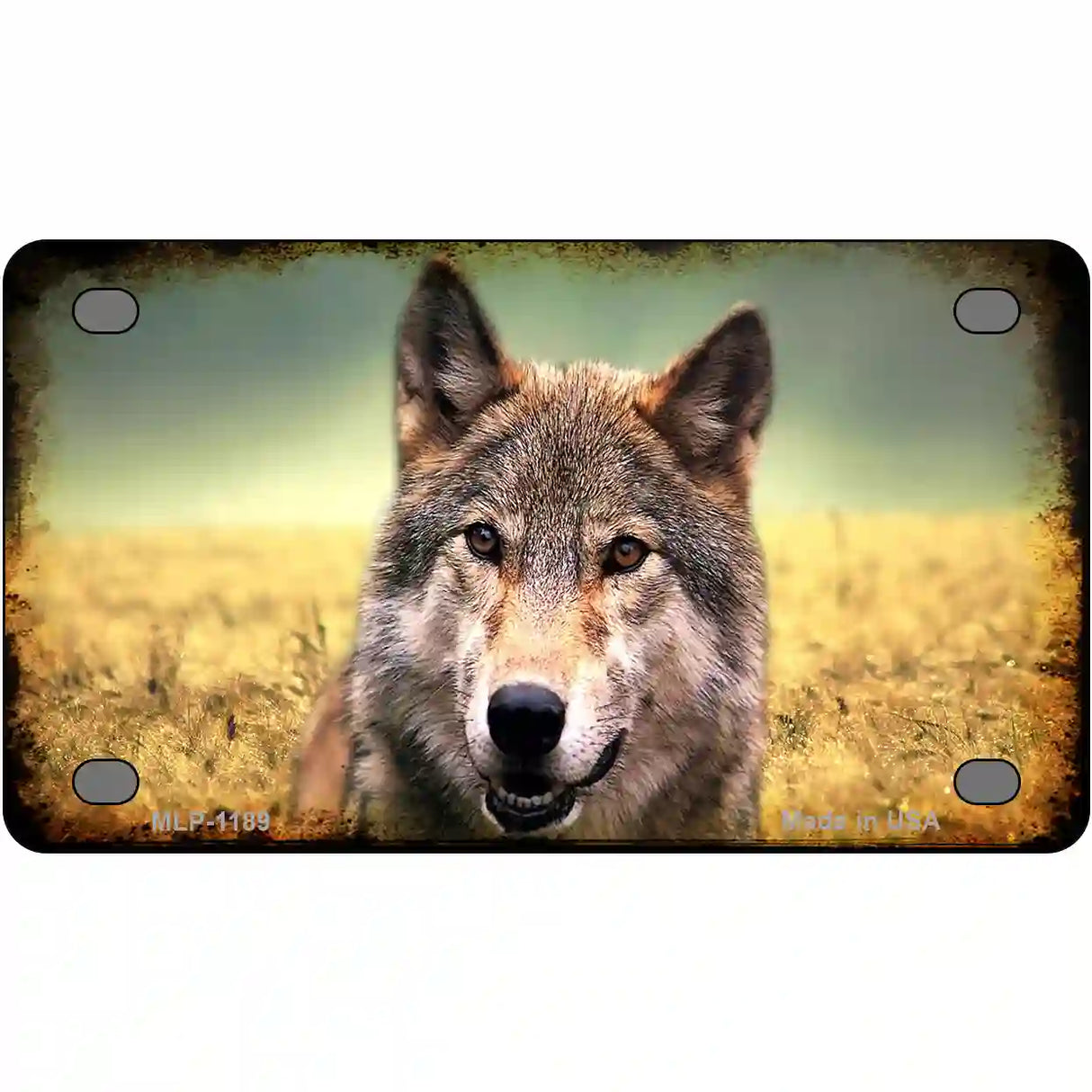 Wolf Novelty Metal License Plate 4" x 2.2" (MLP)