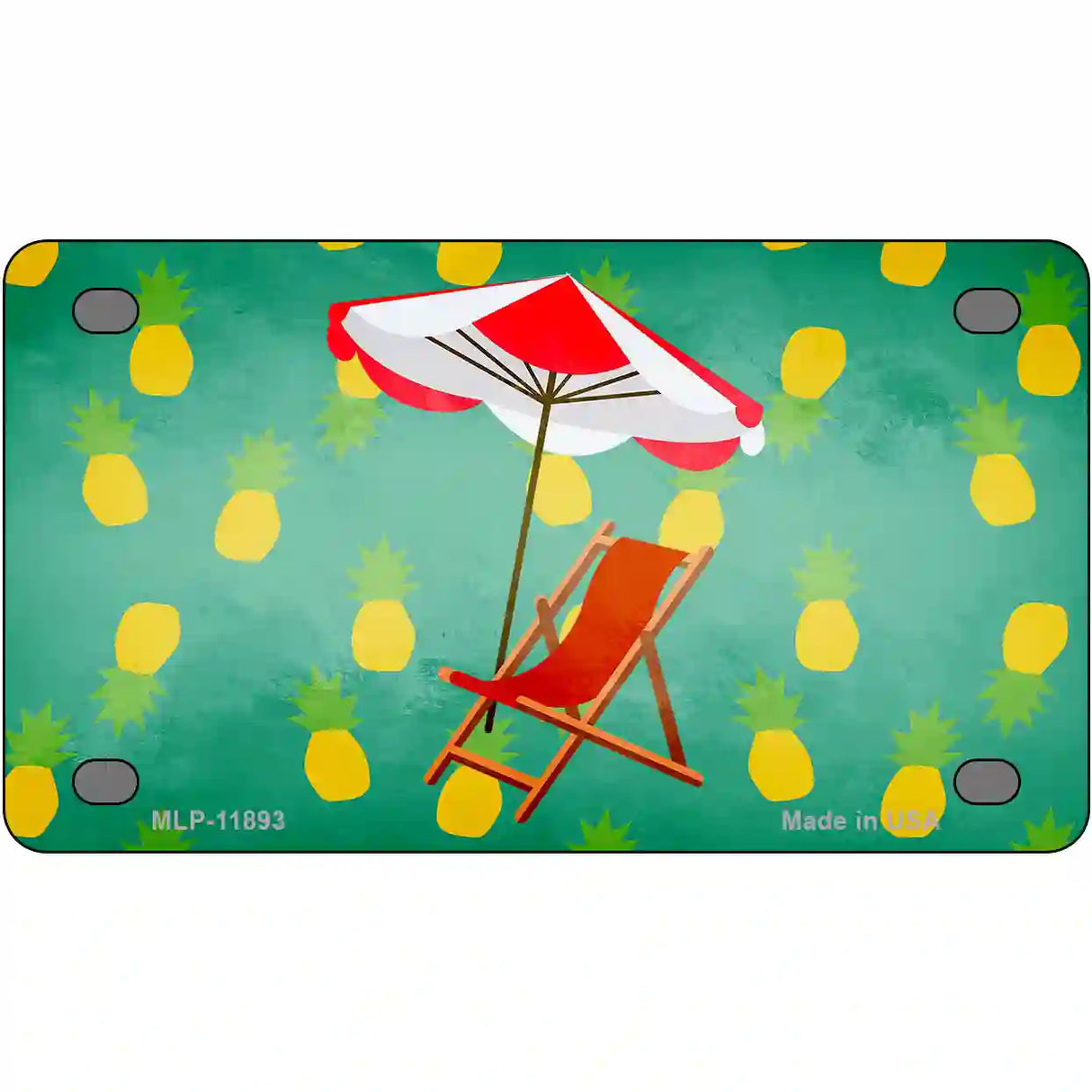 Chair and Umbrella Novelty Metal License Plate 4" x 2.2" (MLP)