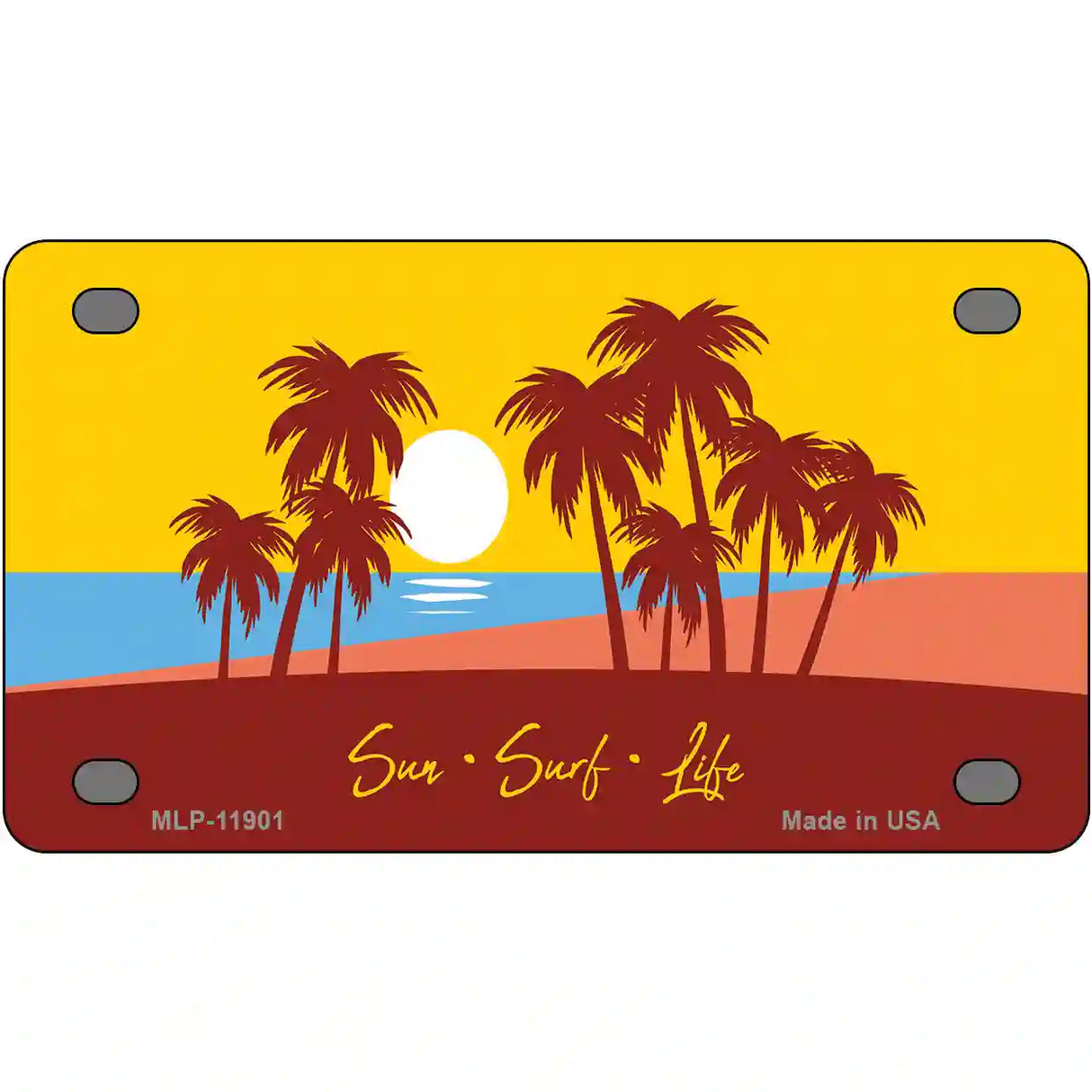 Sun Surf Life Novelty Metal License Plate 4" x 2.2" (MLP)