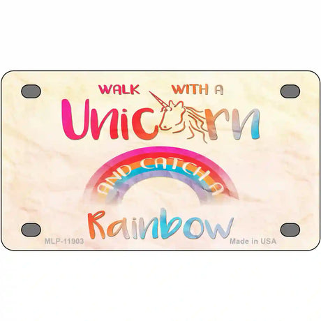 Walk with a Unicorn Novelty Metal License Plate 4" x 2.2" (MLP)