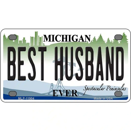 Michigan Best Husband Novelty Metal License Plate 4" x 2.2" (MLP)