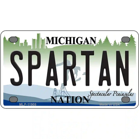 Michigan Spartan Novelty Metal License Plate 4" x 2.2" (MLP)